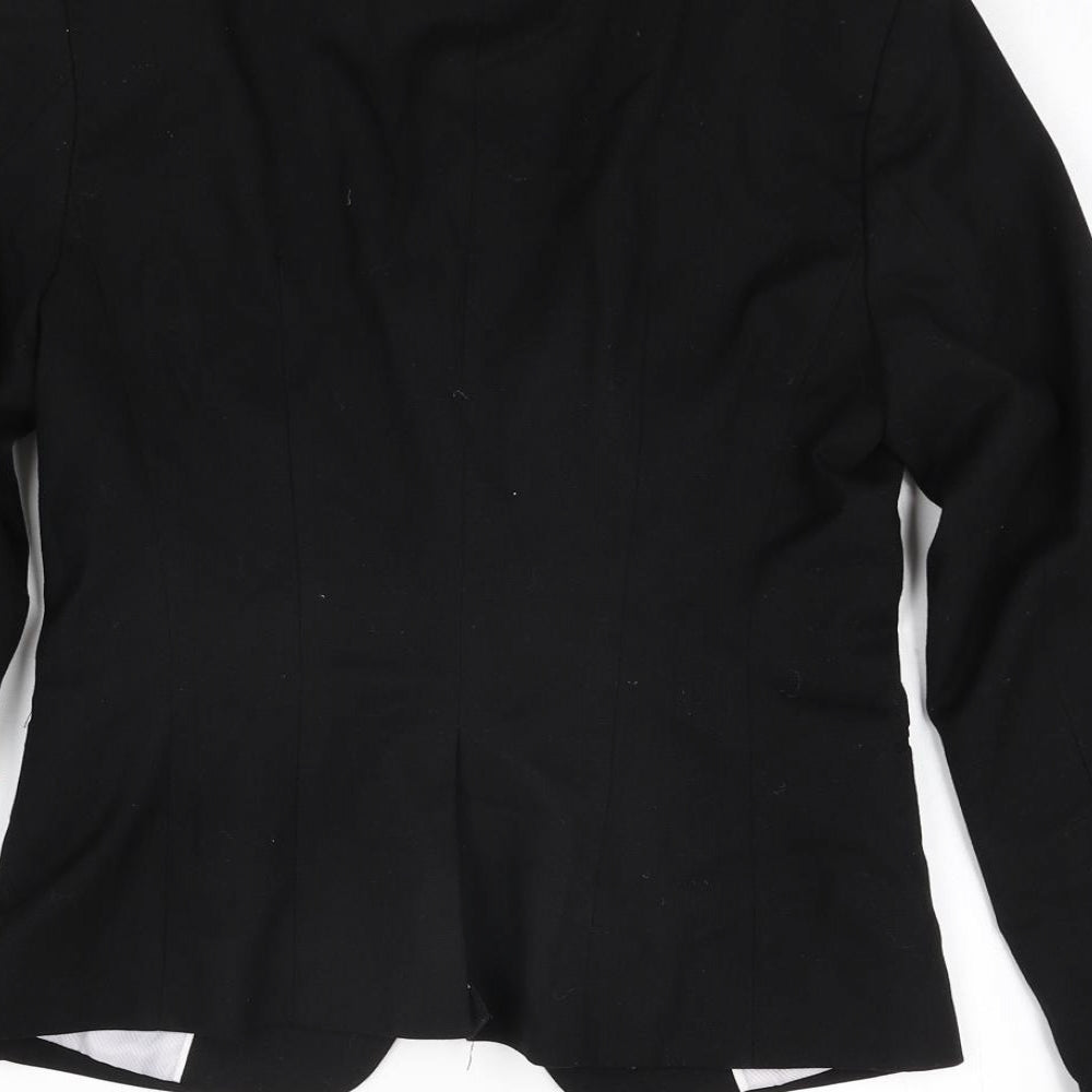H&M Womens Black Polyester Jacket Suit Jacket Size 8