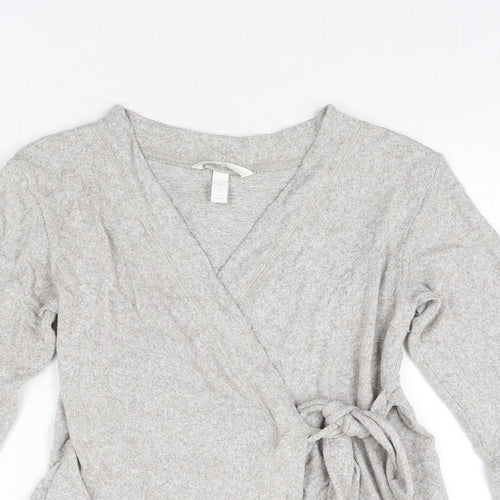 H&M Womens Beige V-Neck Viscose Wrap Jumper Size S
