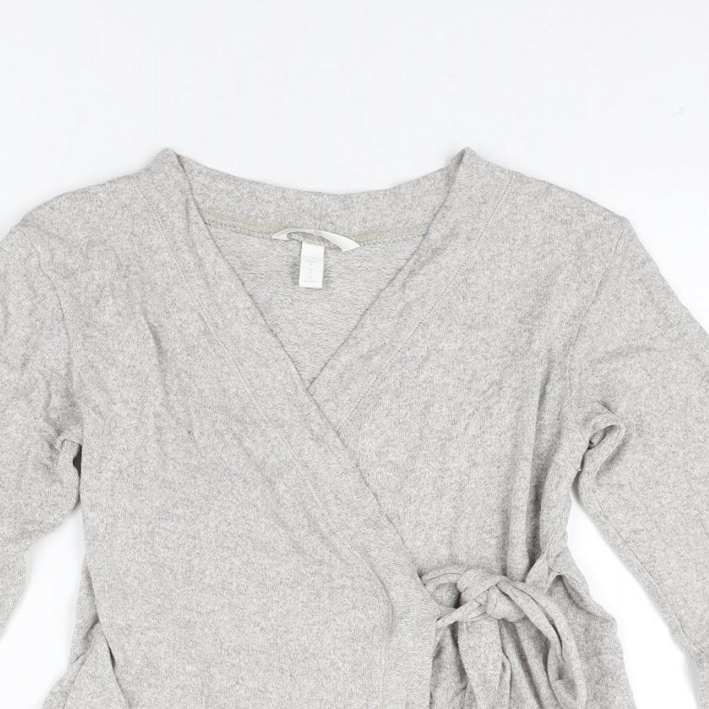 H&M Womens Beige V-Neck Viscose Wrap Jumper Size S