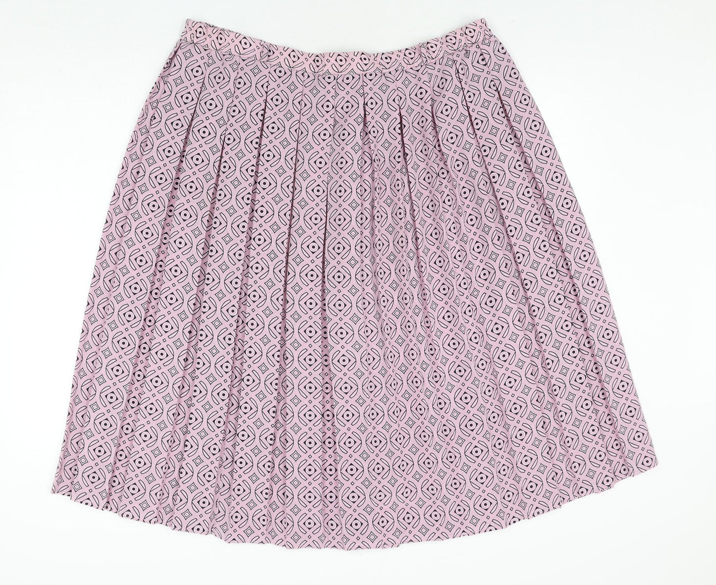 Bonmarché Womens Pink Geometric Polyester Pleated Skirt Size 16