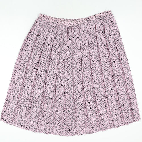 Bonmarché Womens Pink Geometric Polyester Pleated Skirt Size 16