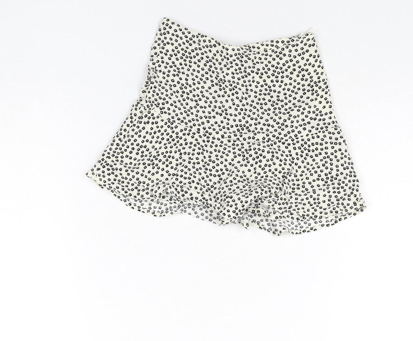 Zara Girls Ivory Floral Viscose Mini Skort Size 8 Years Regular Zip