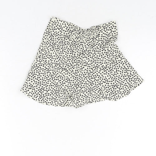 Zara Girls Ivory Floral Viscose Mini Skort Size 8 Years Regular Zip
