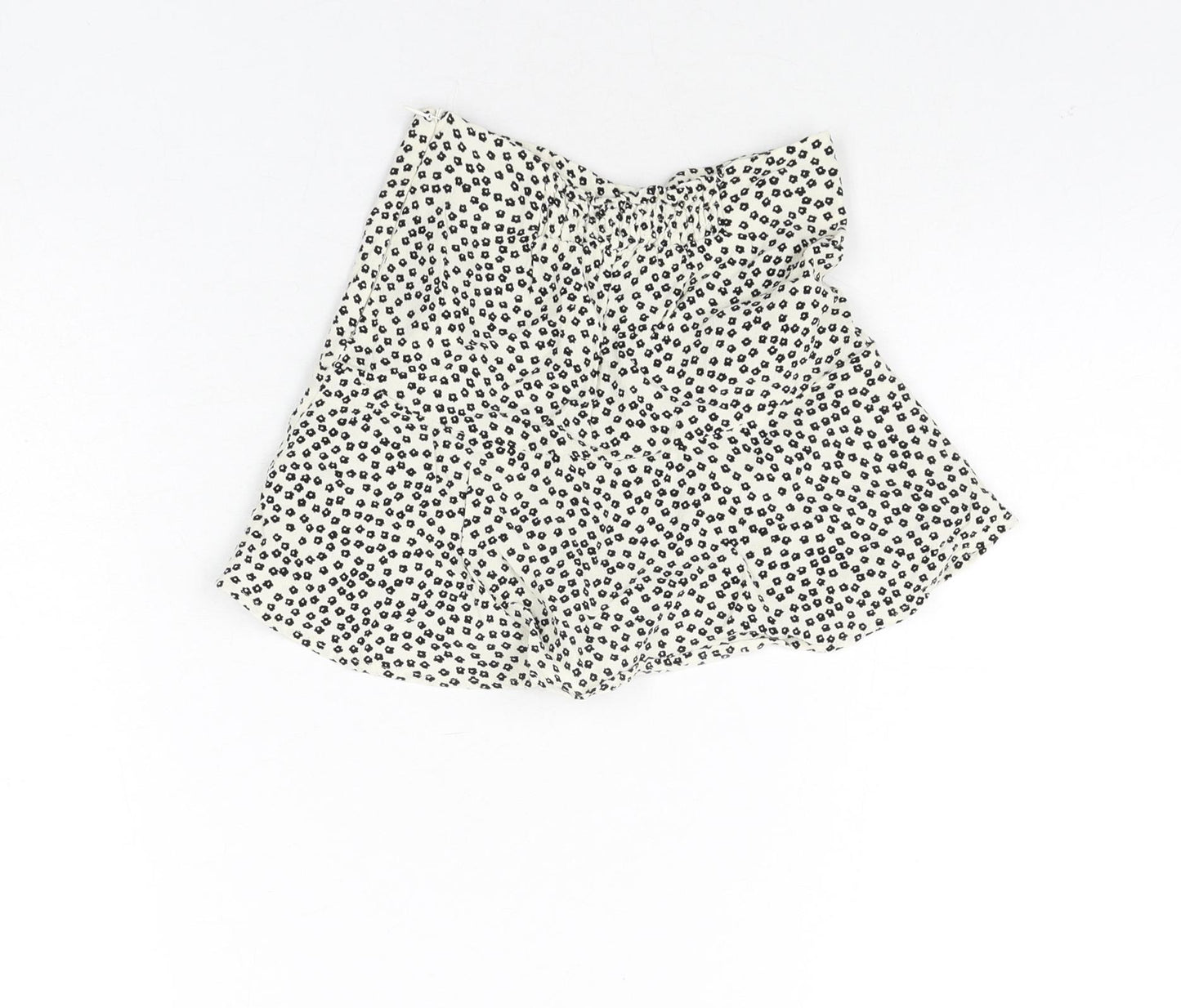 Zara Girls Ivory Floral Viscose Mini Skort Size 8 Years Regular Zip