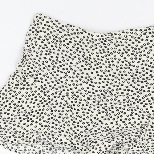 Zara Girls Ivory Floral Viscose Mini Skort Size 8 Years Regular Zip