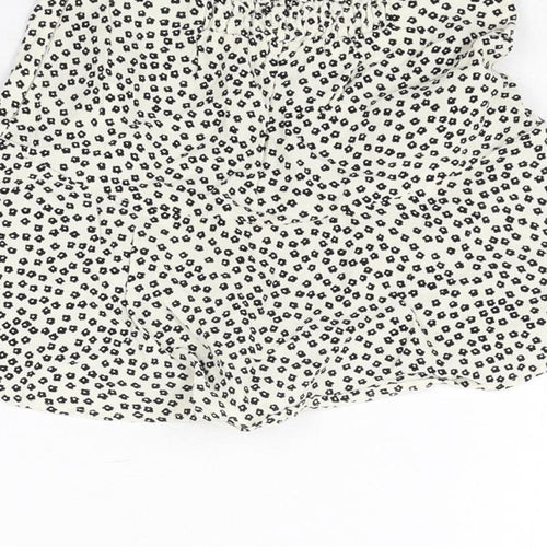 Zara Girls Ivory Floral Viscose Mini Skort Size 8 Years Regular Zip