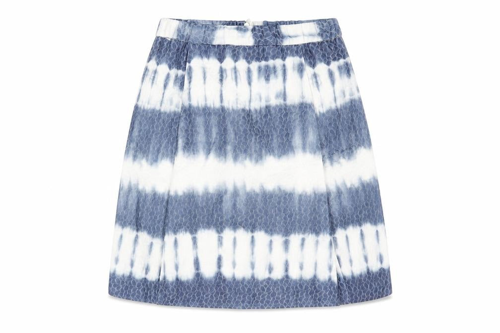 United Colors of Benetton Womens Blue Geometric Cotton A-Line Skirt Size 6 Zip - Tie Dye