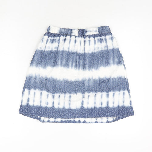 United Colors of Benetton Womens Blue Geometric Cotton A-Line Skirt Size 6 Zip - Tie Dye