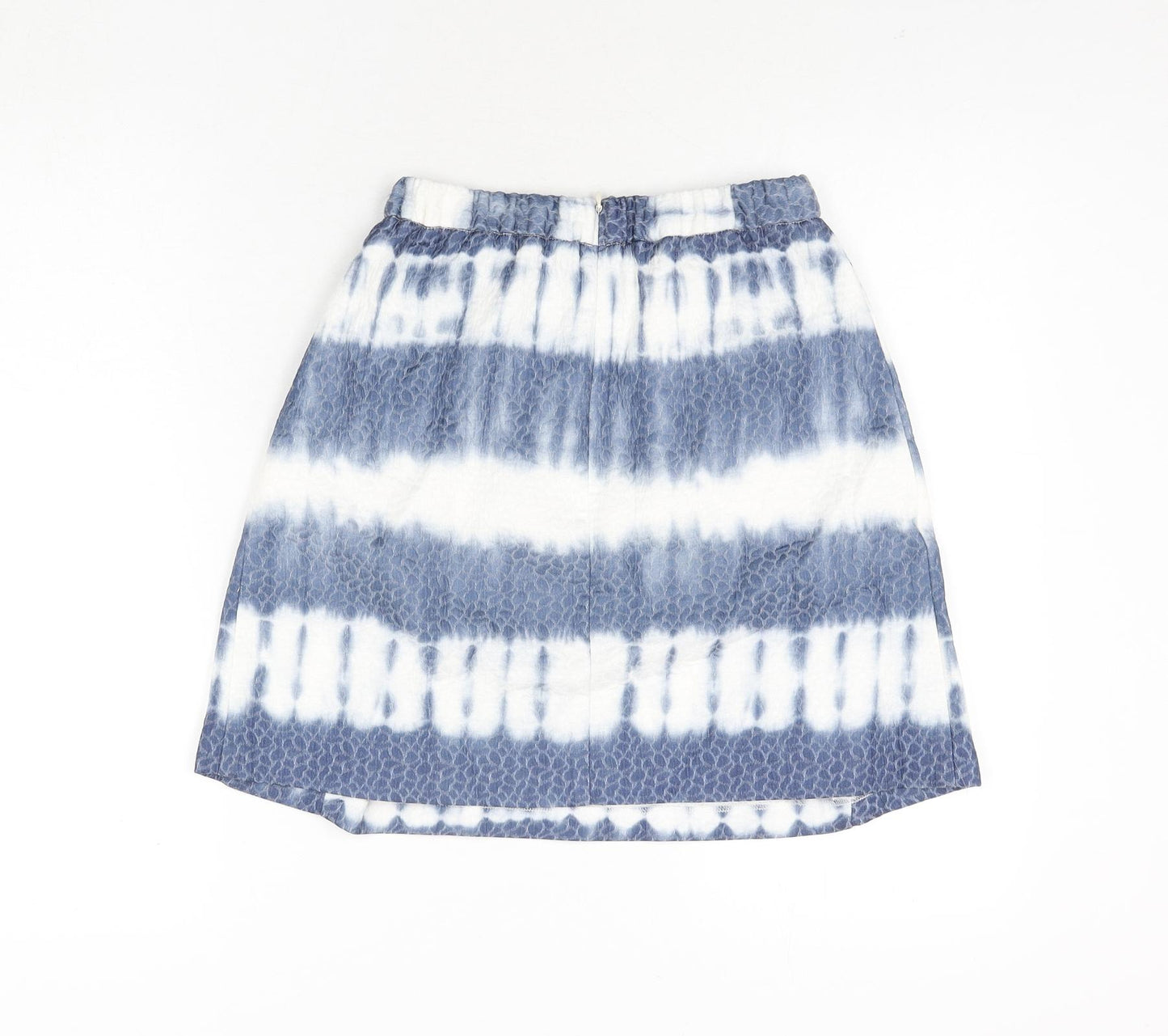 United Colors of Benetton Womens Blue Geometric Cotton A-Line Skirt Size 6 Zip - Tie Dye