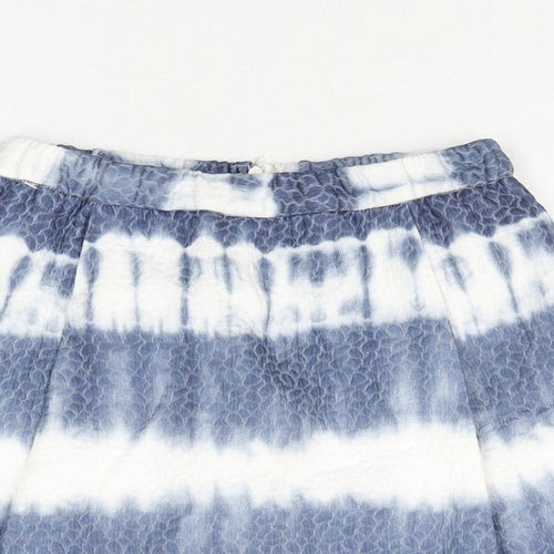 United Colors of Benetton Womens Blue Geometric Cotton A-Line Skirt Size 6 Zip - Tie Dye