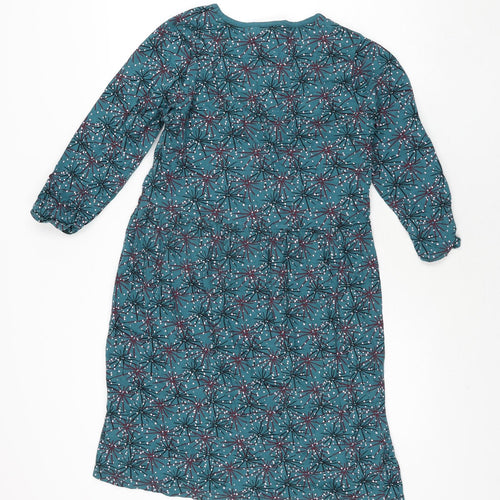 Weird Fish Womens Blue Geometric Cotton Shift Size 12 Round Neck Pullover