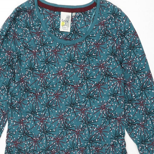 Weird Fish Womens Blue Geometric Cotton Shift Size 12 Round Neck Pullover