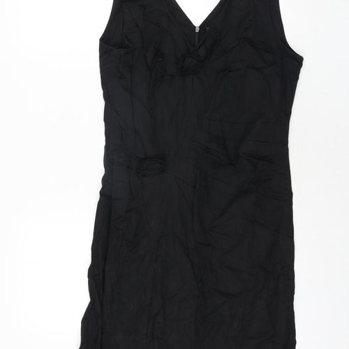 Betty Barclay Womens Black Cotton Shift Size 16 V-Neck Zip