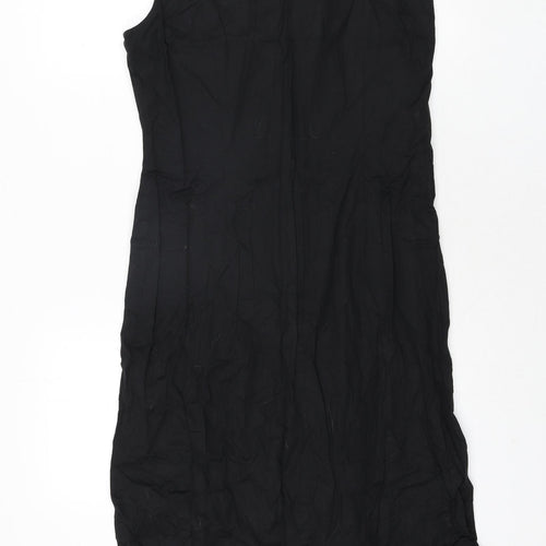 Betty Barclay Womens Black Cotton Shift Size 16 V-Neck Zip