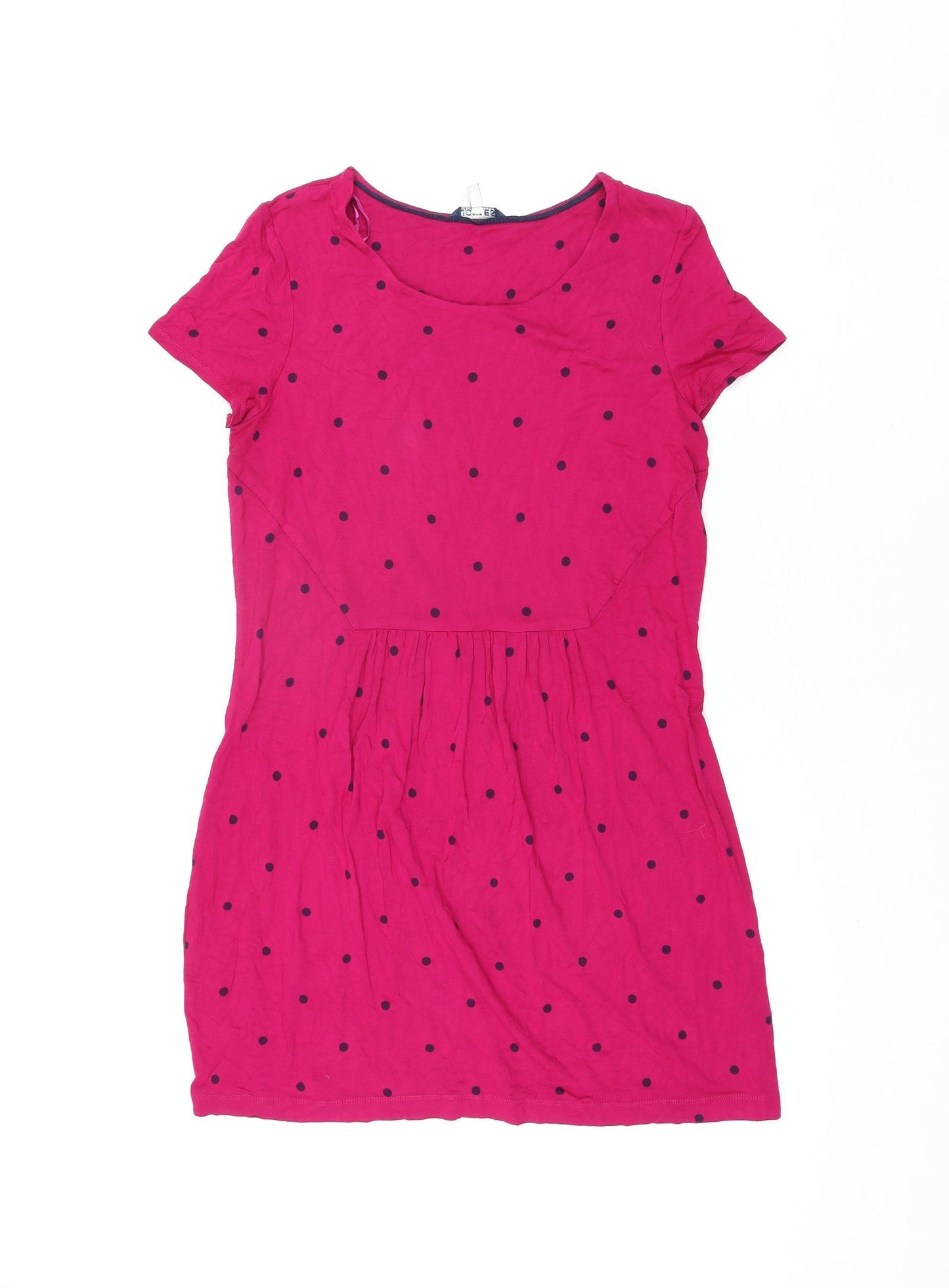 Joules Womens Pink Polka Dot Viscose Mini Size 10 Round Neck Pullover