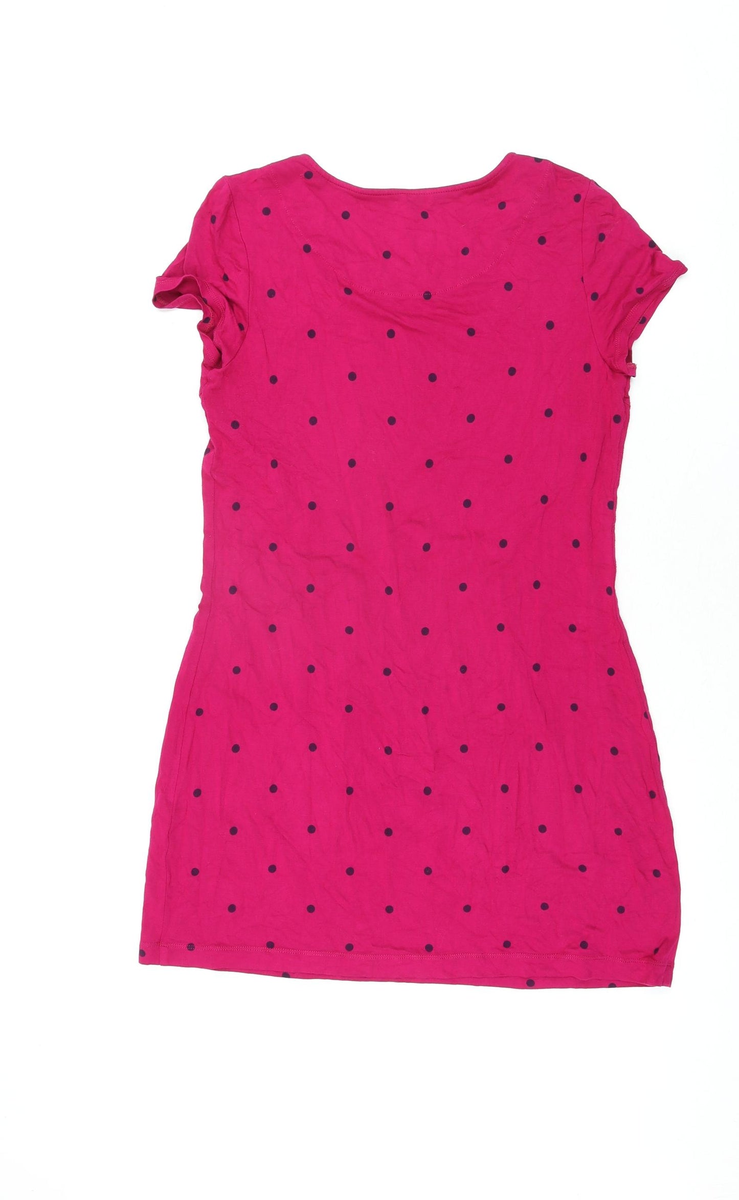 Joules Womens Pink Polka Dot Viscose Mini Size 10 Round Neck Pullover
