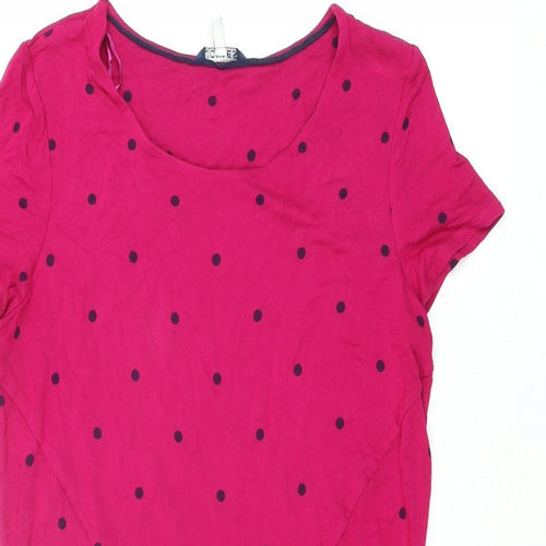 Joules Womens Pink Polka Dot Viscose Mini Size 10 Round Neck Pullover