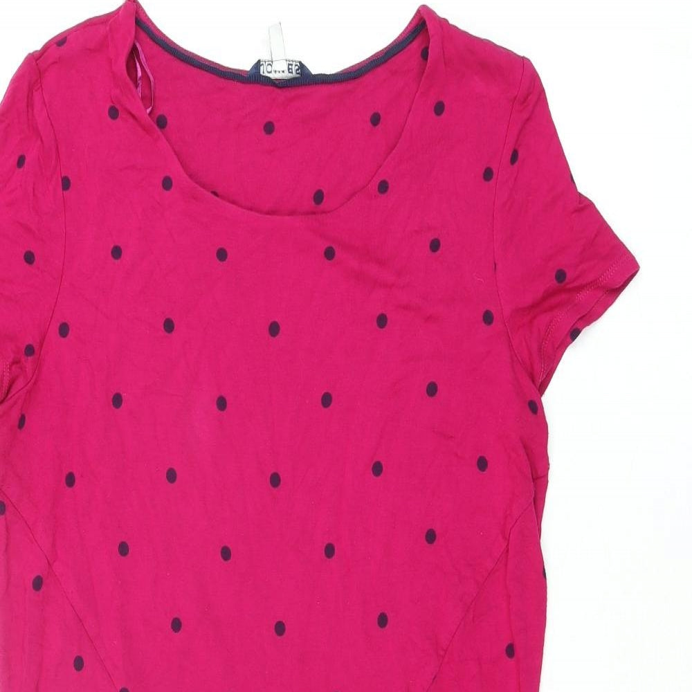 Joules Womens Pink Polka Dot Viscose Mini Size 10 Round Neck Pullover