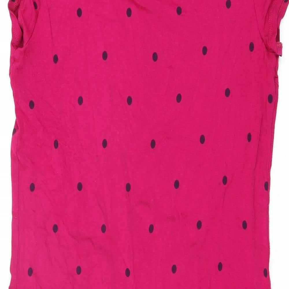 Joules Womens Pink Polka Dot Viscose Mini Size 10 Round Neck Pullover
