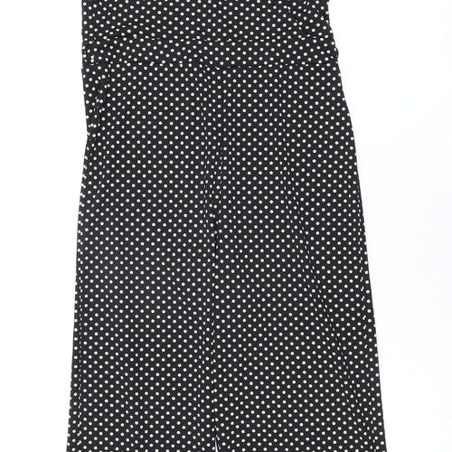 Oasis Womens Black Polka Dot Polyester Jumpsuit One-Piece Size M L28 in Tie