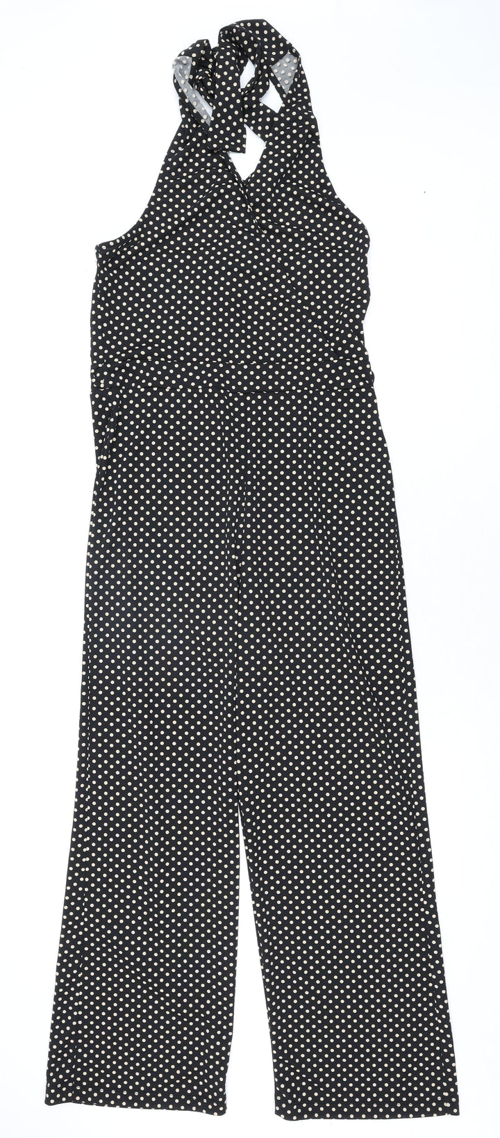 Oasis Womens Black Polka Dot Polyester Jumpsuit One-Piece Size M L28 in Tie