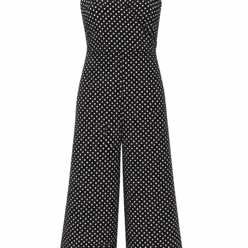 Oasis Womens Black Polka Dot Polyester Jumpsuit One-Piece Size M L28 in Tie