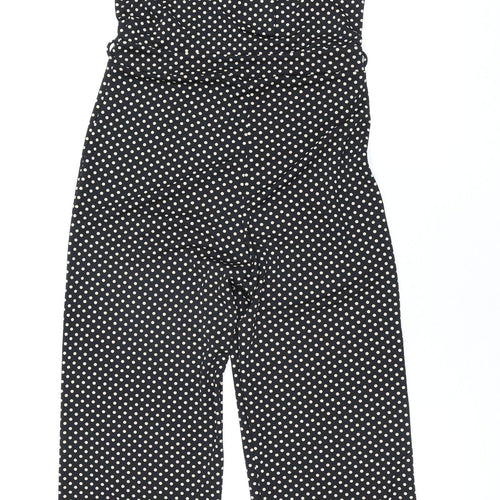 Oasis Womens Black Polka Dot Polyester Jumpsuit One-Piece Size M L28 in Tie