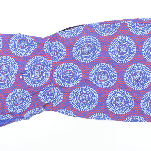 White Stuff Womens Blue Geometric Cotton Shift Size 8 Boat Neck Button