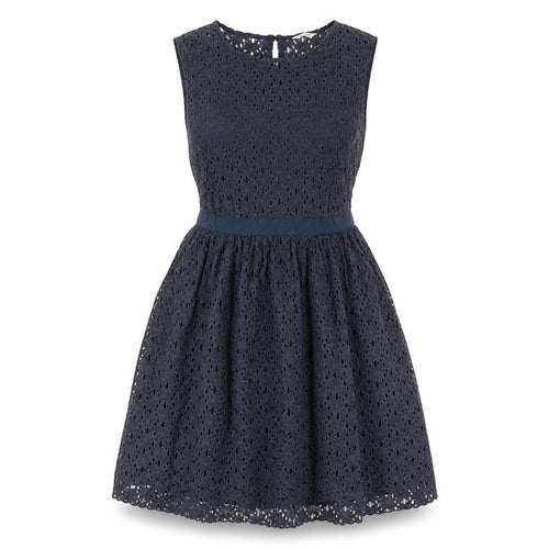 Jack Wills Womens Blue Cotton Fit & Flare Size 6 Round Neck Zip