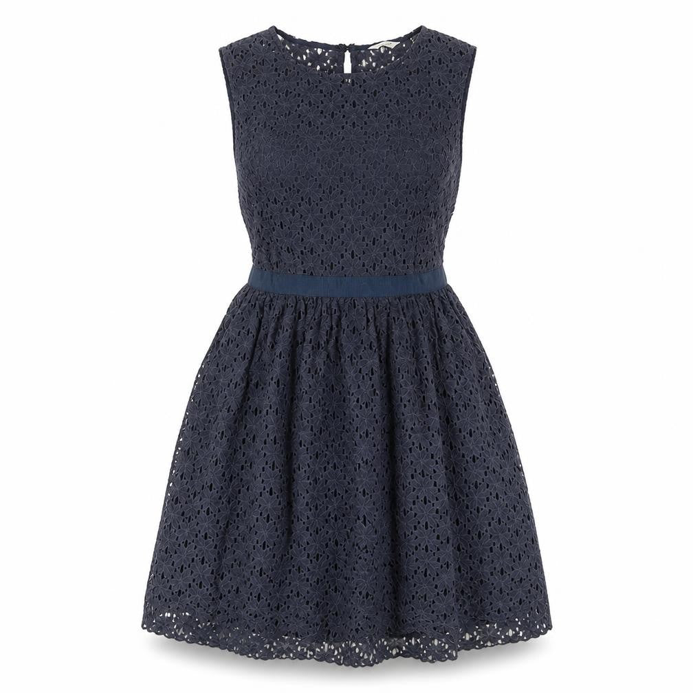 Jack Wills Womens Blue Cotton Fit & Flare Size 6 Round Neck Zip