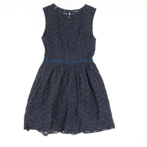 Jack Wills Womens Blue Cotton Fit & Flare Size 6 Round Neck Zip