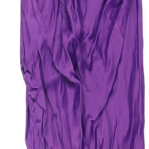 Zara Womens Purple Viscose Slip Dress Size S Cowl Neck Pullover - Drawstring Detail Chain Straps