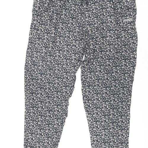 Weird Fish Womens Grey Geometric Viscose Trousers Size 16 L28 in Regular Drawstring