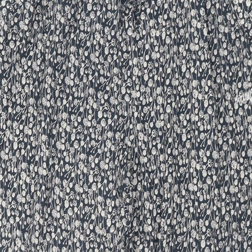 Weird Fish Womens Grey Geometric Viscose Trousers Size 16 L28 in Regular Drawstring