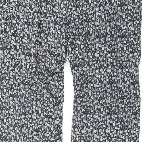 Weird Fish Womens Grey Geometric Viscose Trousers Size 16 L28 in Regular Drawstring