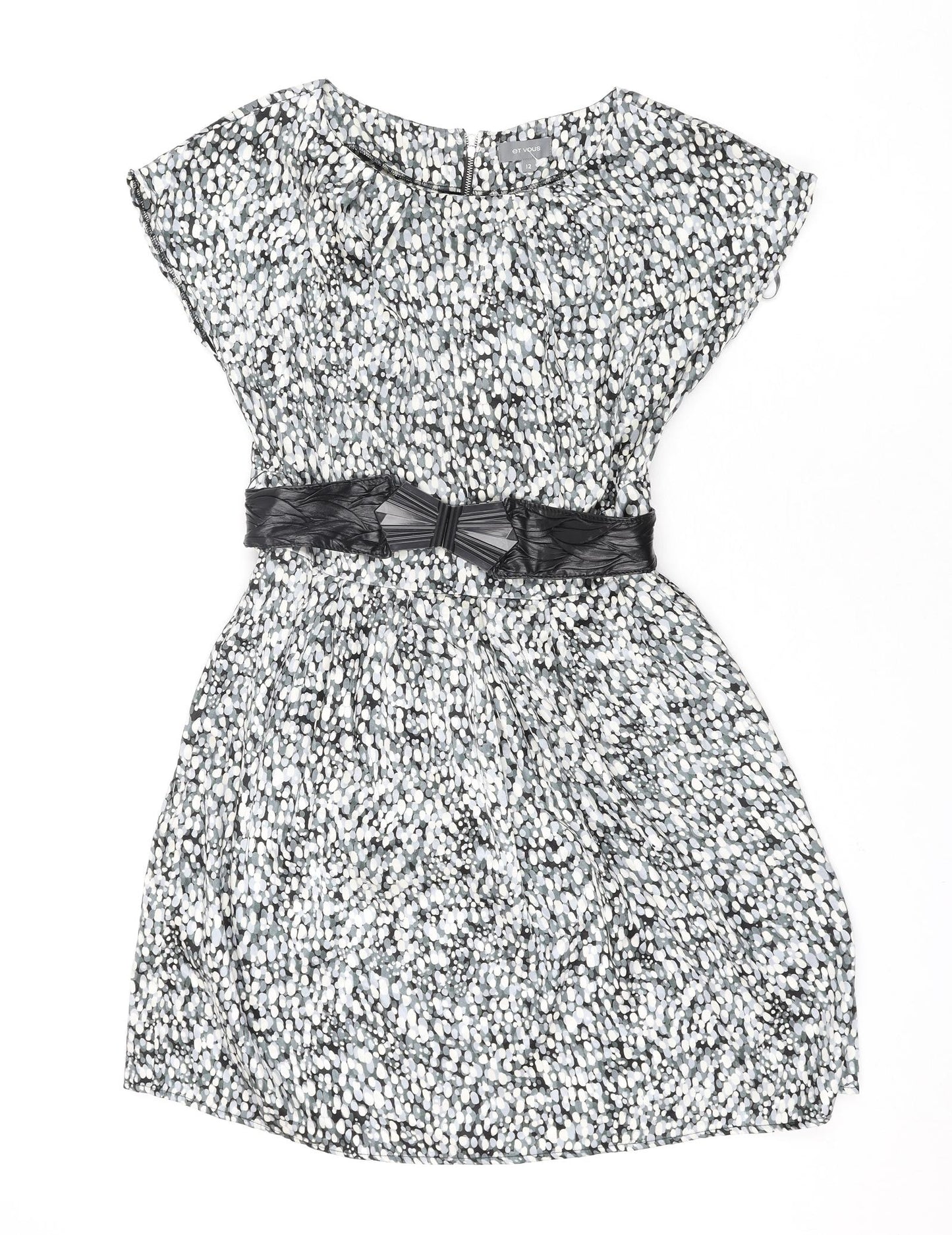 Et Vous Womens Multicoloured Geometric Polyester Shift Size 12 Round Neck Zip - Belted