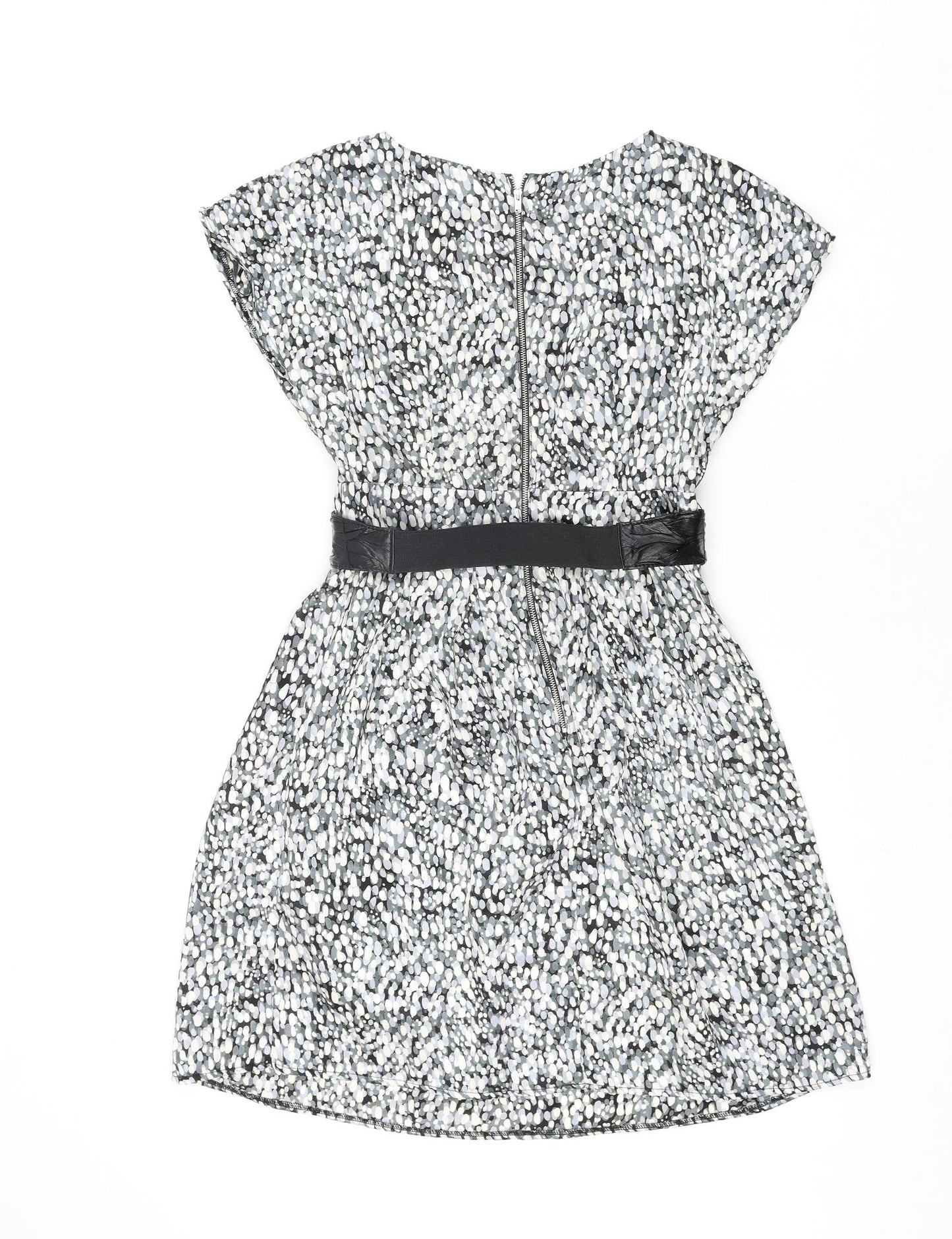 Et Vous Womens Multicoloured Geometric Polyester Shift Size 12 Round Neck Zip - Belted