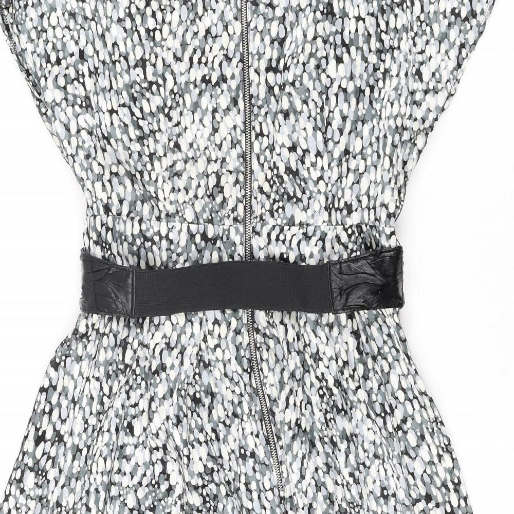 Et Vous Womens Multicoloured Geometric Polyester Shift Size 12 Round Neck Zip - Belted