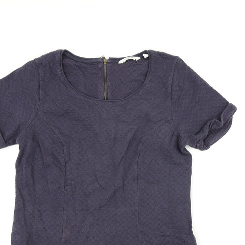 Fat Face Womens Blue Cotton Mini Size 10 Round Neck Zip - Textured