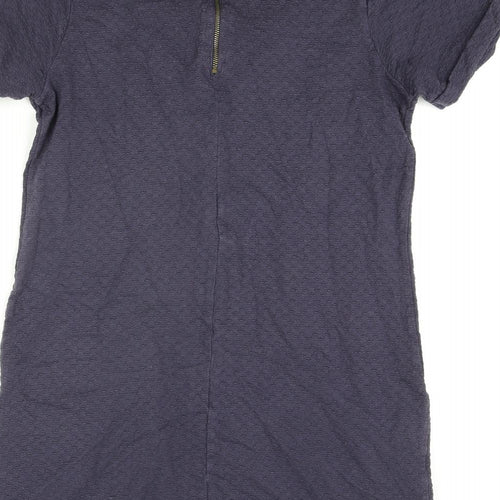 Fat Face Womens Blue Cotton Mini Size 10 Round Neck Zip - Textured