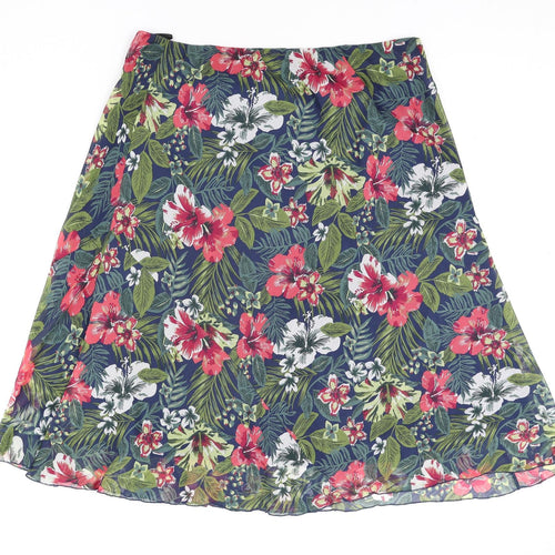 EWM Womens Multicoloured Floral Polyester A-Line Skirt Size 36 in
