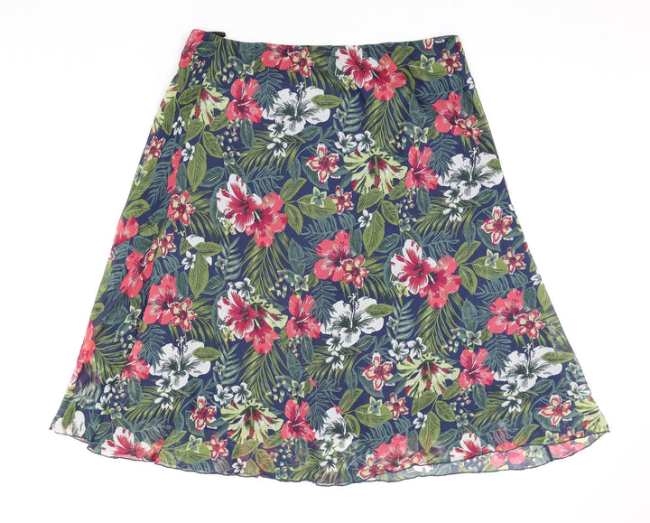 EWM Womens Multicoloured Floral Polyester A-Line Skirt Size 36 in