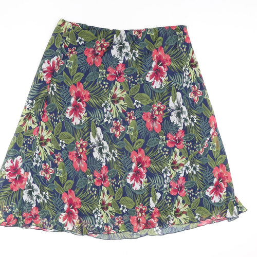 EWM Womens Multicoloured Floral Polyester A-Line Skirt Size 36 in