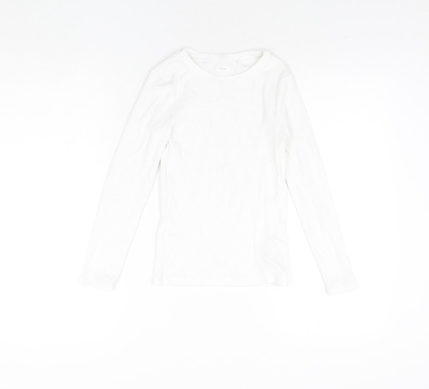NEXT Girls White Cotton Basic T-Shirt Size 9 Years Round Neck Pullover
