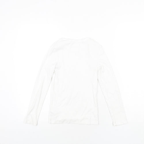 NEXT Girls White Cotton Basic T-Shirt Size 9 Years Round Neck Pullover