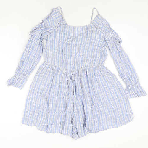 Zara Womens Blue Viscose Playsuit One-Piece Size M Pullover - Frill