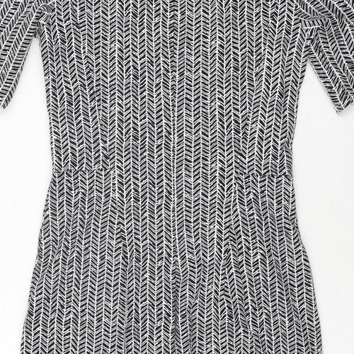 Lands' End Womens Black Herringbone Viscose Bodycon Size 4 Round Neck Zip