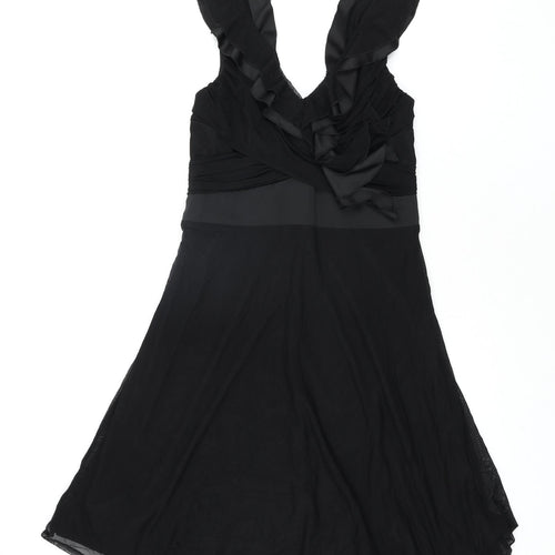 NEXT Womens Black Nylon Fit & Flare Size 12 V-Neck Pullover - Frill