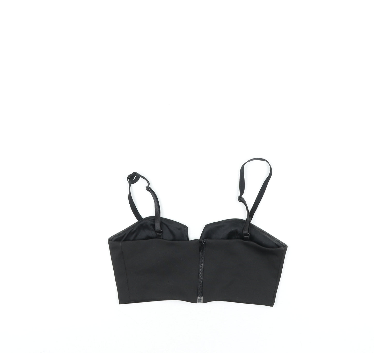 Topshop Womens Black Polyester Cropped Blouse Size 8 V-Neck