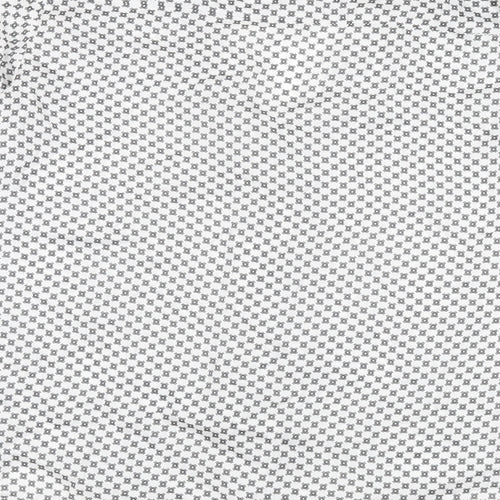 Mango Womens White Geometric Polyester Basic Button-Up Size S V-Neck